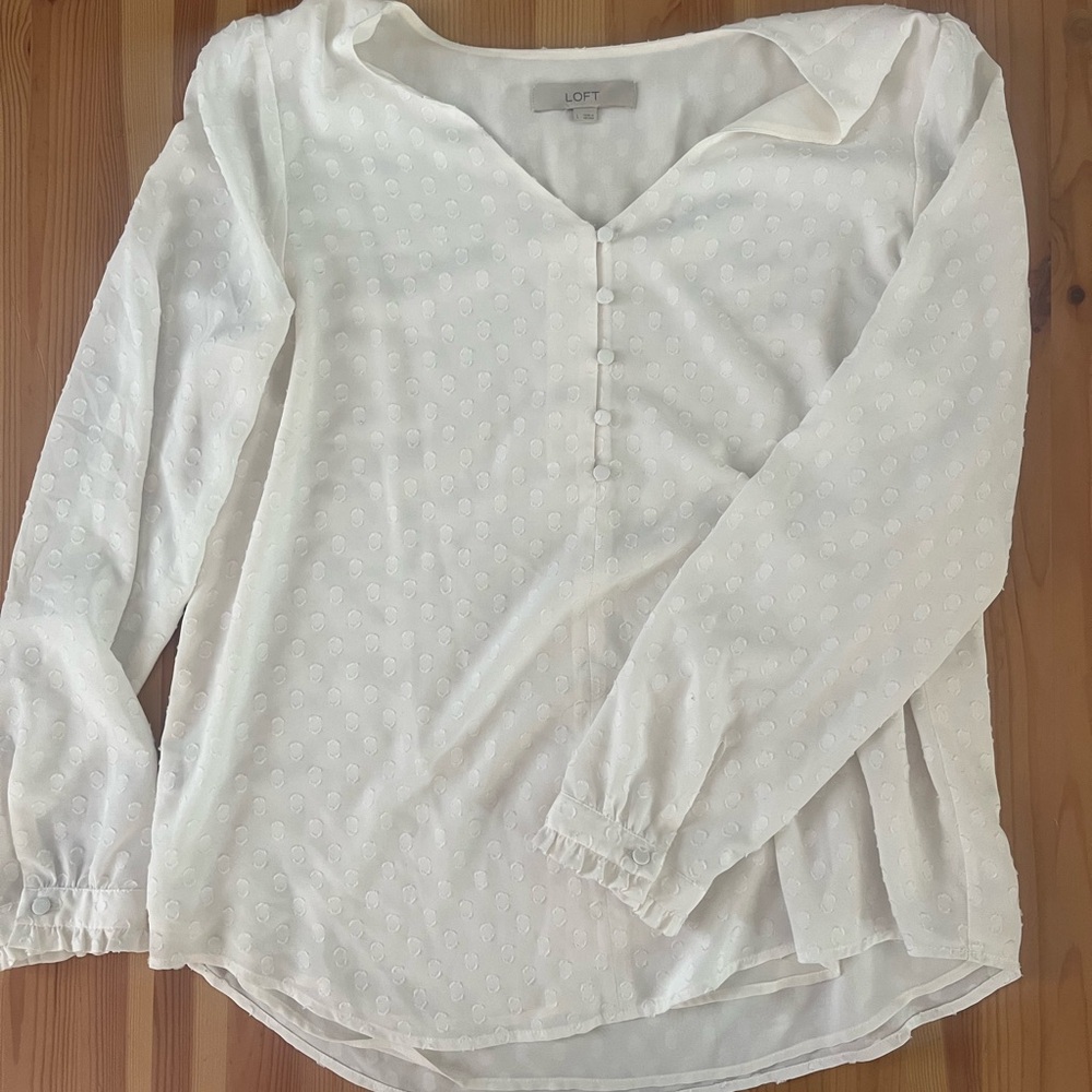 LOFT Cream Textured Blouse